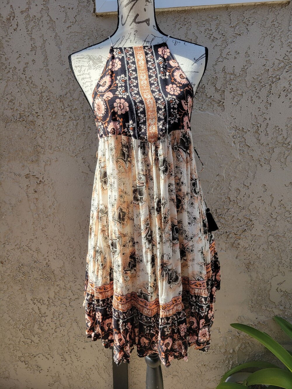 Free People Casablanca Halter Slip Dress Boho Festival Hippie Backless Size XS - Picture 2 of 11